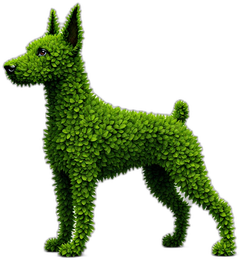 SoCal Artificial Turfs doberman mascot made of turf
