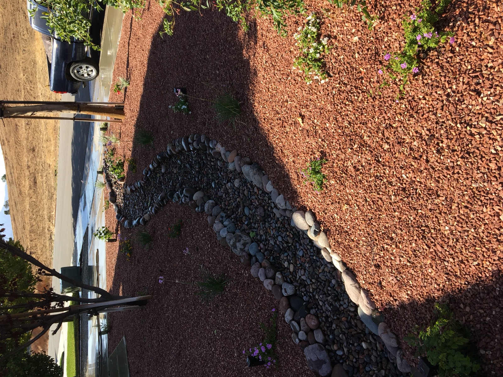 Decorative rock border landscaping in Lake Elsinore, Inland Empire