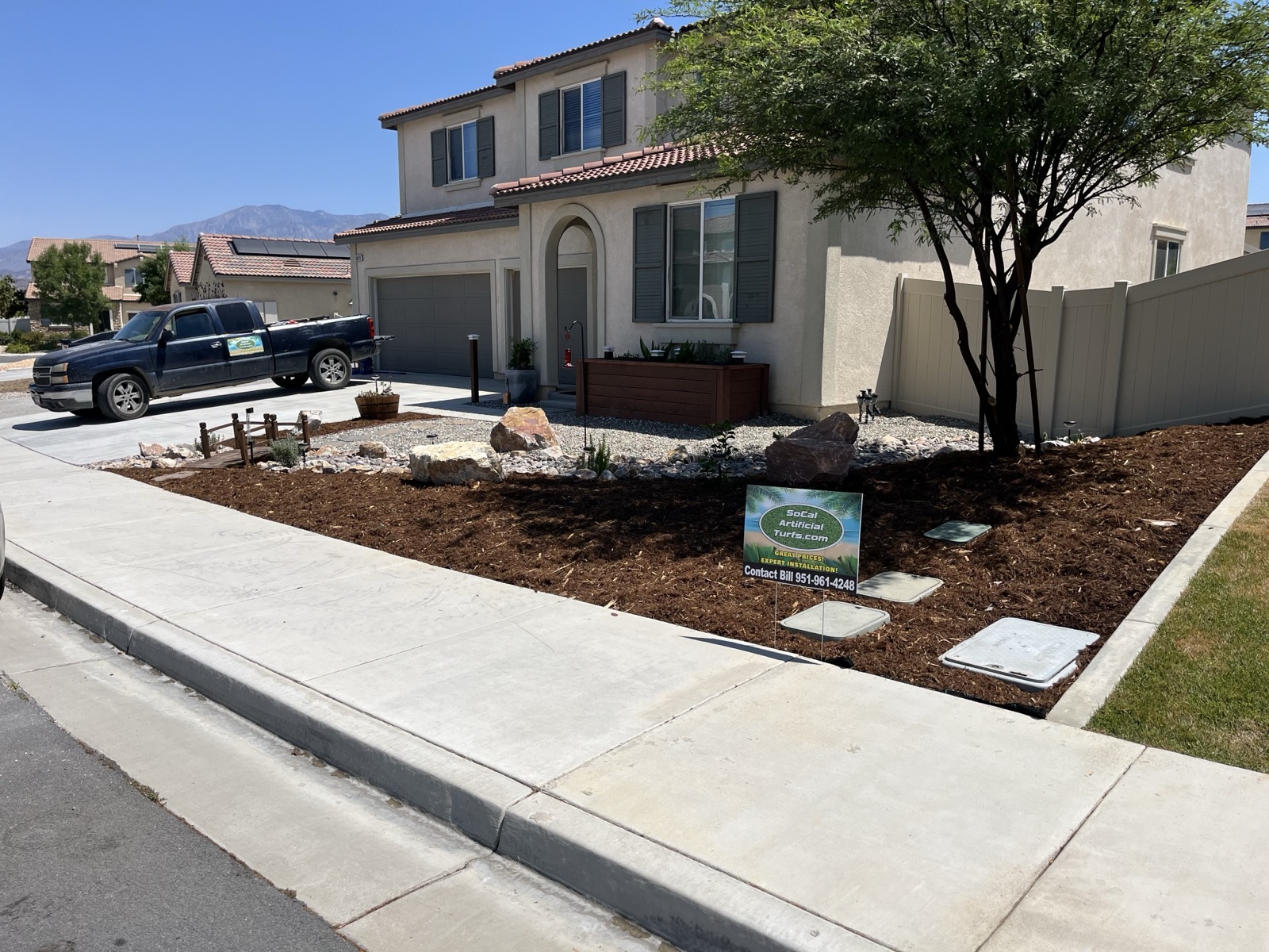SoCal Artificial Turfs team completing a turf installation in the Inland Empire