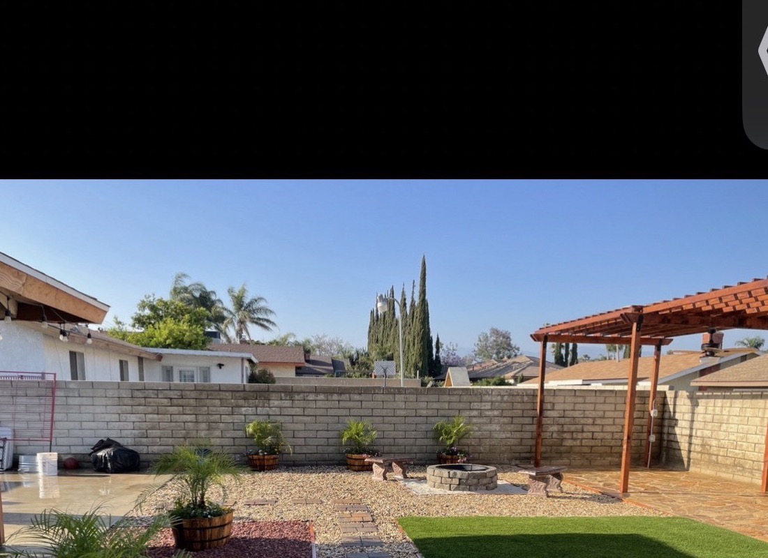 Backyard remodel with pergola and landscaping in Corona, Inland Empire