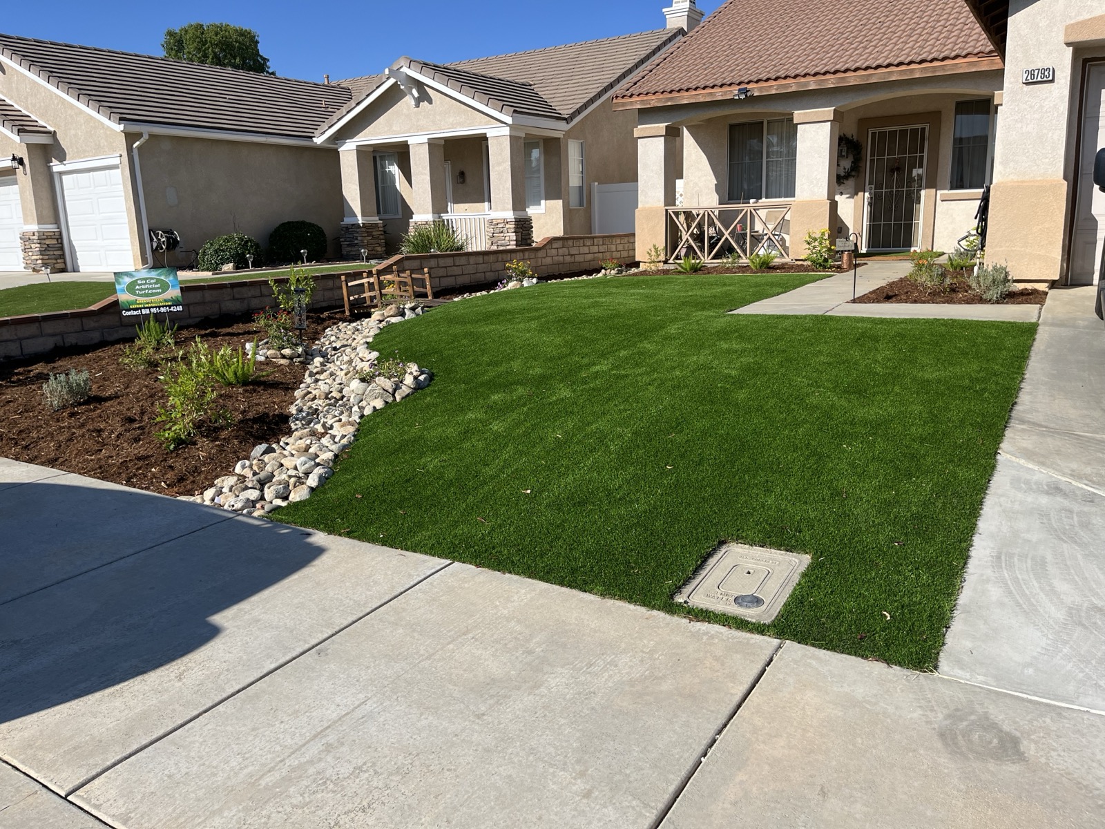 Artificial turf installation in Perris